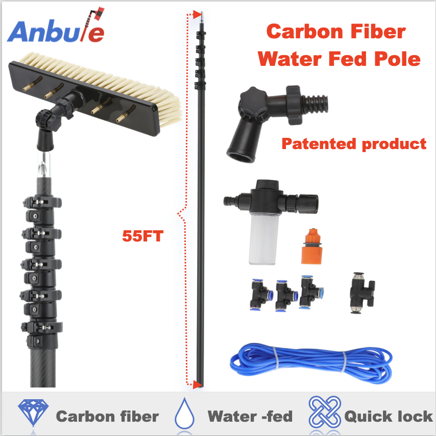 55ft carbon fiber water fed pole system with brush and fittings