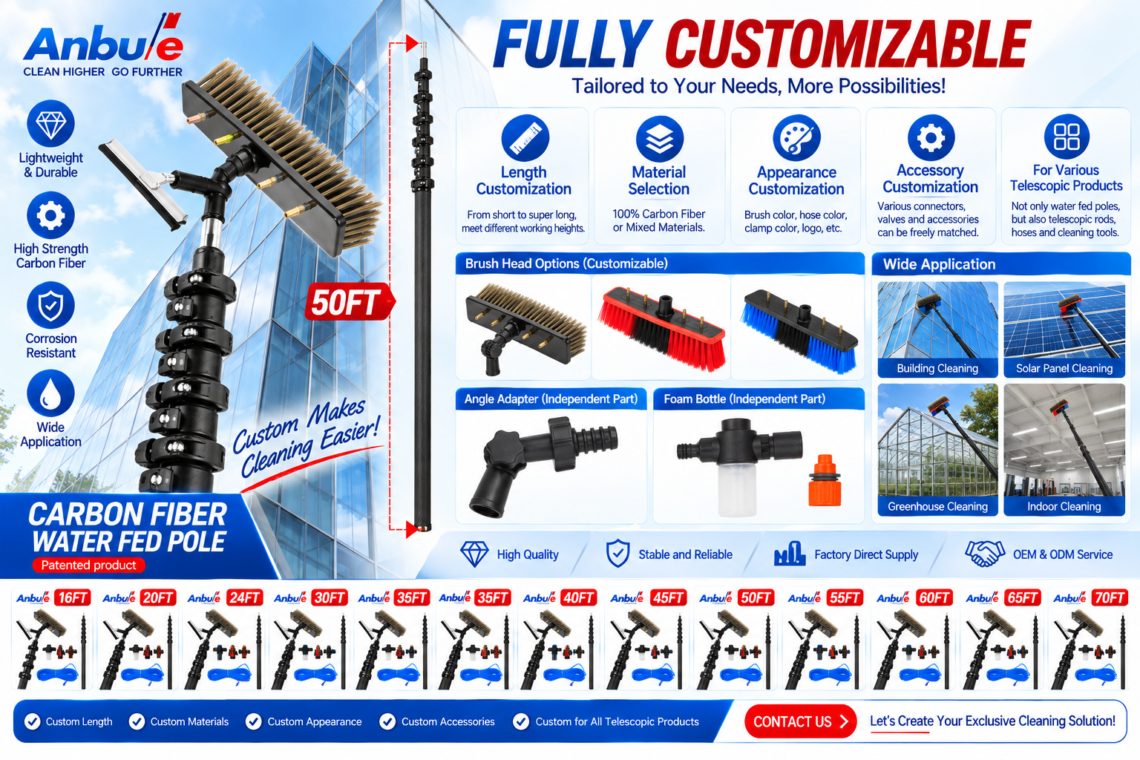 Customizable carbon fiber water fed pole collection